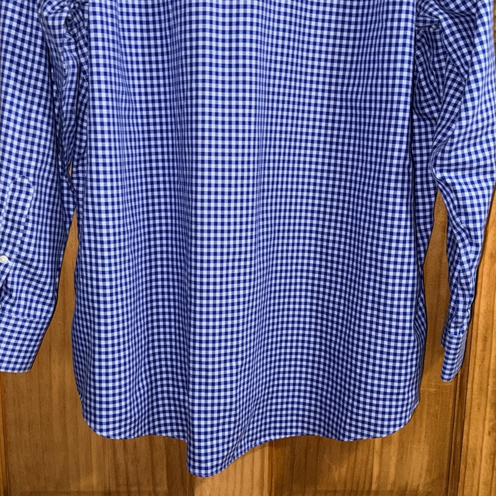 Nordstrom Men's Blue Gingham Button Down Shirt 17 1/2 35 - EUC - Picture 8 of 10